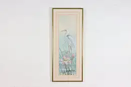 Heron Bird Vintage Original Watercolor Painting Moore 24.5" #55665
