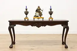 Georgian Vintage Carved Mahogany Sofa Console, Henredon #55011