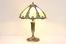 Art Nouveau Antique Stained Glass Table or Desk Lamp, Lamb #48657