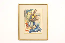 Flowers in Vase Still Life Original Watercolor Painting 30" #49030