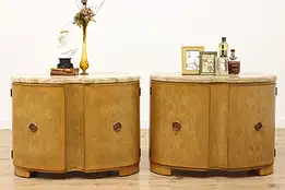 Pair of Drexel Insignia Vintage Ash & Stone Top Nightstands #55984