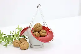 Cranberry & Opal Vintage Blown Glass Miniature Basket #50329