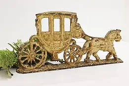 Horse & Carriage Vintage Painted Cast Iron Door Stop Spanora #54701