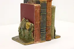 Pair of Grazing Horse Antique Brass Plated Iron Bookends #48518