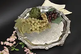 English Vintage Engraved Silverplate Serving Tray, Shells #49064