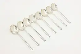 Set 8 Towle Rambler Rose Sterling Silver Cream Soup Spoons #53430