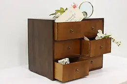 Mahogany Antique Tabletop Jewelry Chest Collector Cabinet #55428