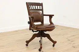 Victorian Antique Carved Walnut Swivel Desk Chair, Heywood #55038