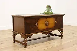 Tudor Vintage Cedar Lined Blanket Chest Trunk Coffee Table #55848
