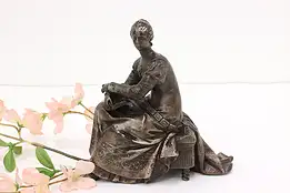 Medieval Lady Vintage Bronze Finish Statue, Signed #52869