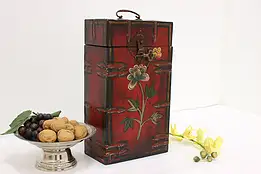 Chinese Vintage Chinoiserie Painted Floral Wine Box #55272