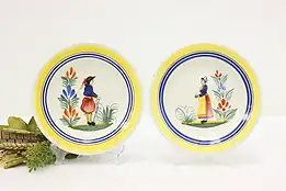 Pair of French Vintage Hand Painted Appetizer Plates Quimper #51398