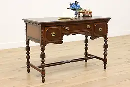 English Tudor Antique Walnut Office Desk or Library Table #53802