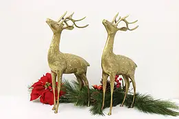 Pair of Vintage Cast Brass Decorative Deer Sculptures #56736
