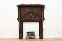 English Victorian Antique Carved Mahogany Fireplace, Shell #56684