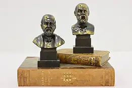 Pair of Vintage Greek Philosopher Brass Plated Bookends #56746