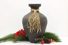 Painted Ceramic Vintage Decorative Vase or Planter, Tassel #56366