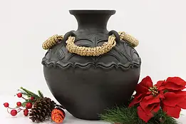 Painted Ceramic Vintage Decorative Vase or Planter, Rope #56367