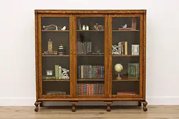Empire Design Antique Oak Triple Library Bookcase or Display #56740