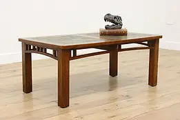 Arts & Crafts Mahogany & Stone Top Coffee Table, Riverside #56778