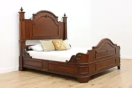 Victorian Antique Carved Walnut & Rosewood King Size Bed #56037
