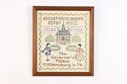 Framed Vintage Hand Stitched Child Sampler 15.5" #56999