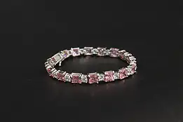 Pink & White CZ Gemstone Sterling Silver 7" Bracelet #57015