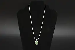 Paolo Romeo Sterling Silver & Green Pendant 30" Necklace #57017