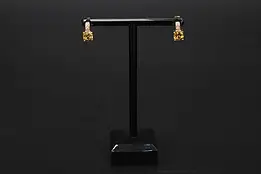 Pair of Gold Vermeil & Amber CZ Gem Drop Earrings #57023