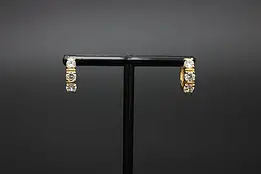 Pair of Gold Vermeil & 3 White CZ Gem Earrings #57028