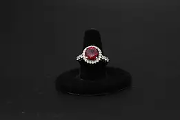 Crimson CZ Gem & Sterling Silver Ring - Size 6 #56753