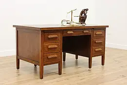 Craftsman Antique Oak Teacher Office Library Writing Desk #56548