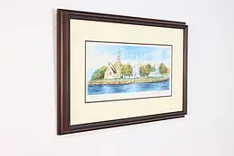 Coastal Churches Vintage Watercolor Print Patriarche 21.5" #57123