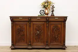 Renaissance Antique Carved Oak Buffet Sideboard TV Console #56578