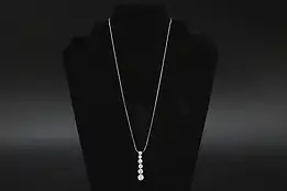 Italian Sterling Silver & CZ Gemstone Pendant 18" Necklace #57242