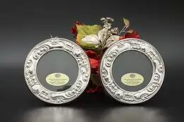 Pair Sterling Silver Vintage 3.5" Round Picture Frames Artin #54247