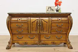 Renaissance Vintage Marble Top Buffet Bar TV Console Amini #57153