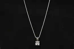 Sterling Silver 16" Necklace w/ CZ Gemstone Pendant #57416