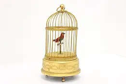 French Vintage Singing Bird in Golden Cage Automaton #56190