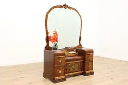 Art Deco Vintage Waterfall Vanity Dressing Table with Mirror #55843