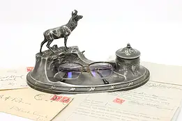Farmhouse Antique Pewter Desktop Inkwell, Mountain Goat #57249
