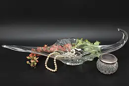 Italian Vintage Blown Clear Art Glass Sculpture Bowl, Murano #57480