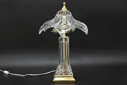Flower Shaped Blown Crystal & Brass Lamp #55873
