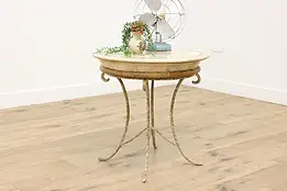 Classical Vintage Mosaic Marble Top Side End or Patio Table #57286