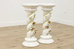 Pair Italian Vintage Painted Ceramic Pedestals Capodimonte #56147