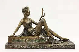 Art Deco Vintage Bronze Statue Goddess & Woman Sculpture #57116