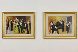 Pair of Jazz Soiree Vintage Framed Prints V. Lennon 32" #57318