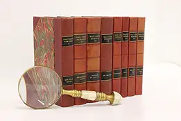 Set of 8 Antique Danish Hall Caine Leatherbound Books #57671