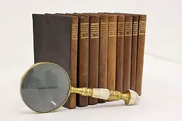 Set of 9 Vintage Moroccan Leatherbound Danish Poetry Books #56897