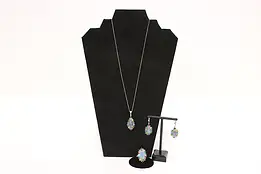 Opal & CZ Gemstones 3 Pc Sterling Silver Jewelry Set, D'Joy #57035